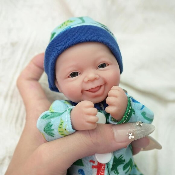 🆕7 Inch Full Body Silicone Black Baby Doll Boy Dave Mini Newborn Baby Dolls - Picture 3 of 3